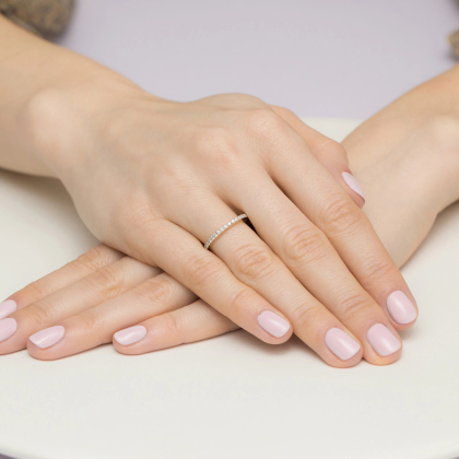 Wielokamieniowy Pierścionek obrączka z Diamentami 0,18ct - złoto próby 585. W-0531
